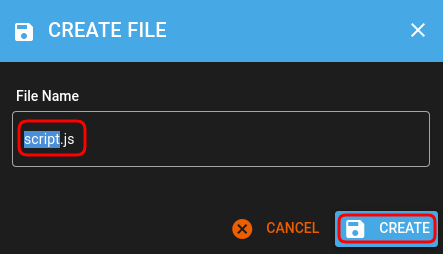 Create new js file directadmin