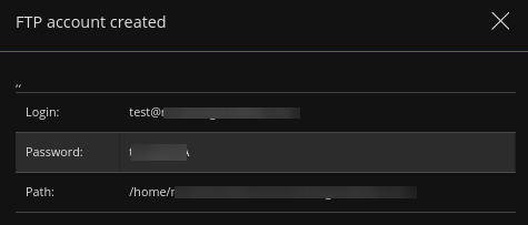FTP Account Created Direct ADmin