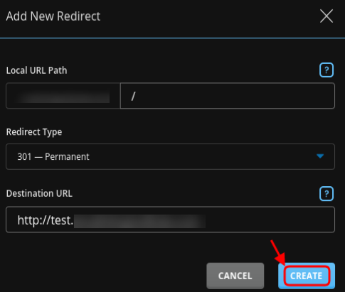 Create Redirect Direct Admin