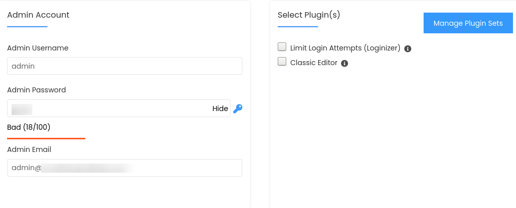 Create Wordpress Admin DirectAdmin