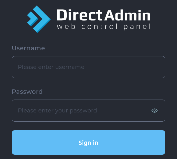 Login to Direct Admin Web Control Panel