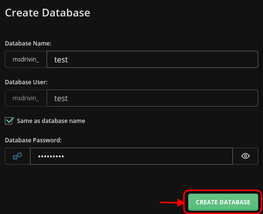 Create Database Direct Admin