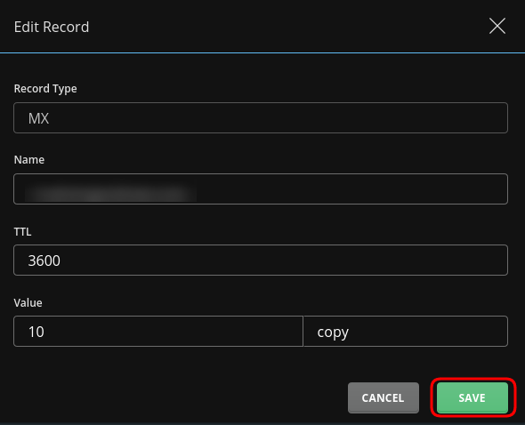 Save MX Record Direct Admin