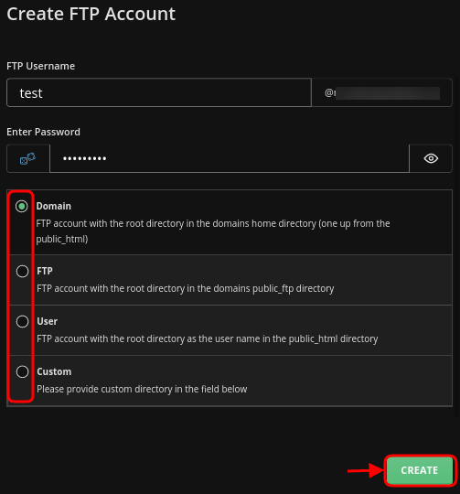 Create FTP Directadmin