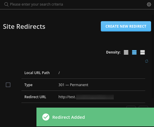 Redirection Created DirectAdmin